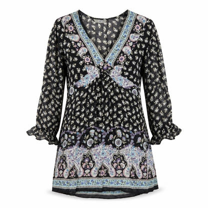 Womens UK Size 10 New Look Black Tunic Blouse