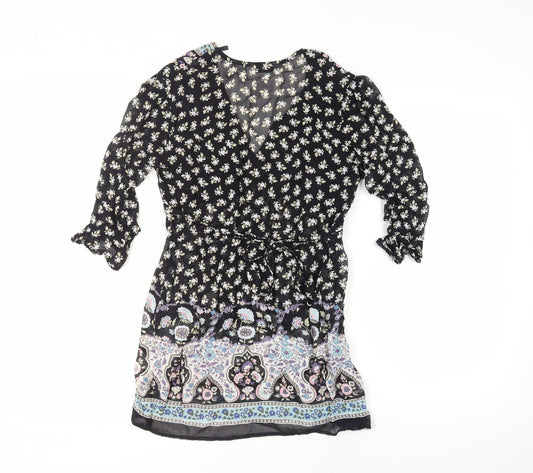 Womens UK Size 10 New Look Black Tunic Blouse