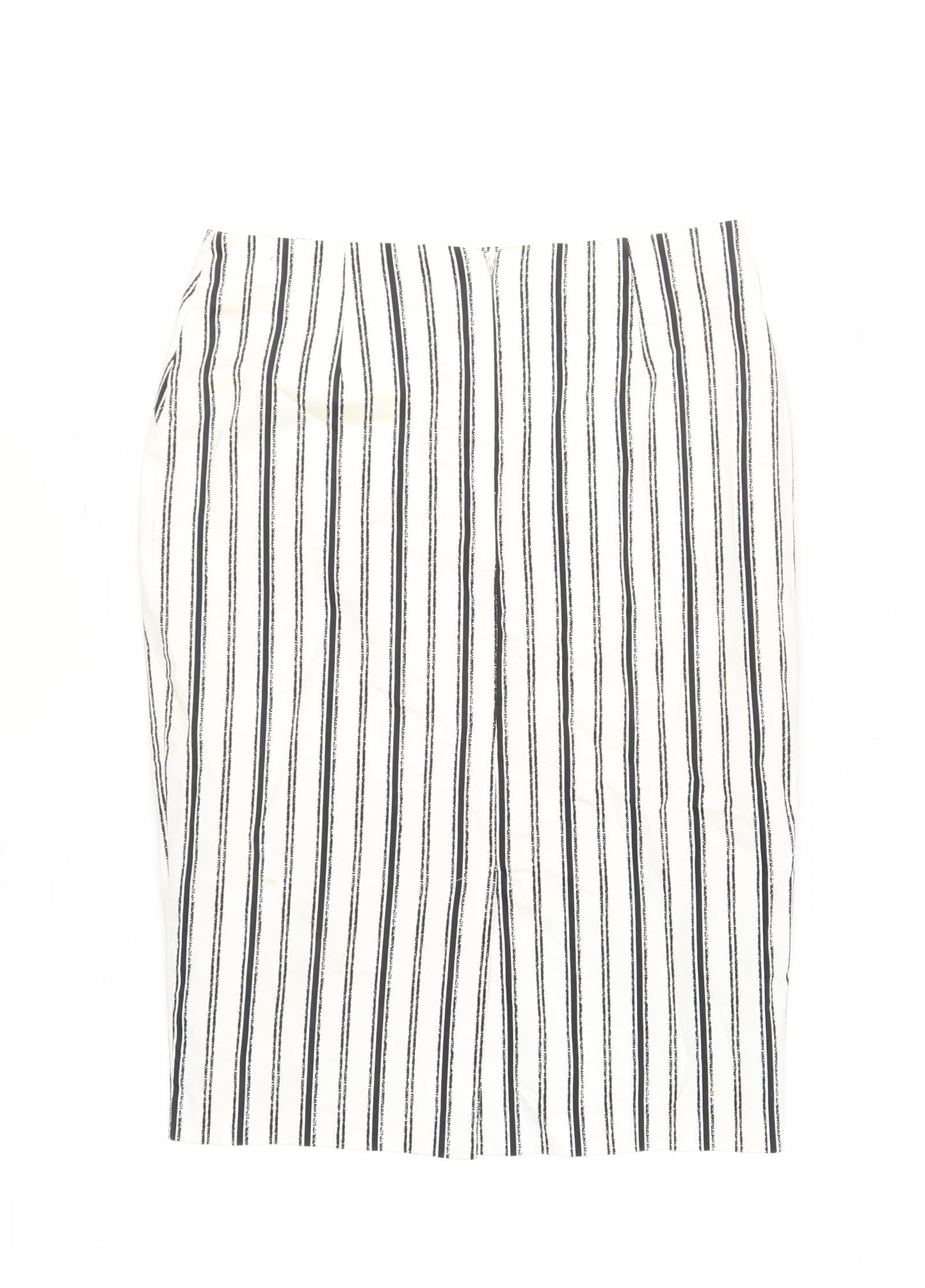 Marks and Spencer Women's White Striped Pencil Skirt UK 10
