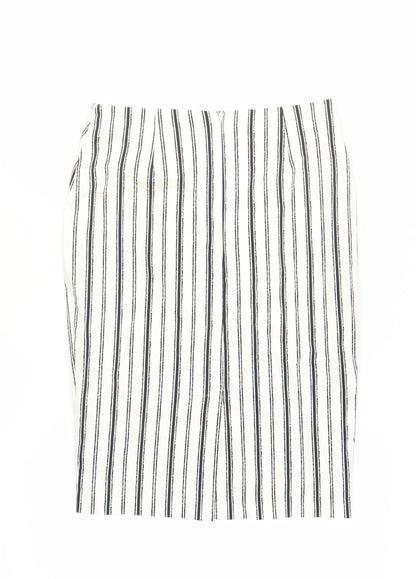 Marks and Spencer Women's White Striped Pencil Skirt UK 10