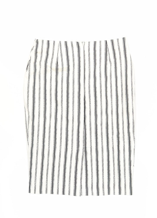 Marks and Spencer Women's White Striped Pencil Skirt UK 10