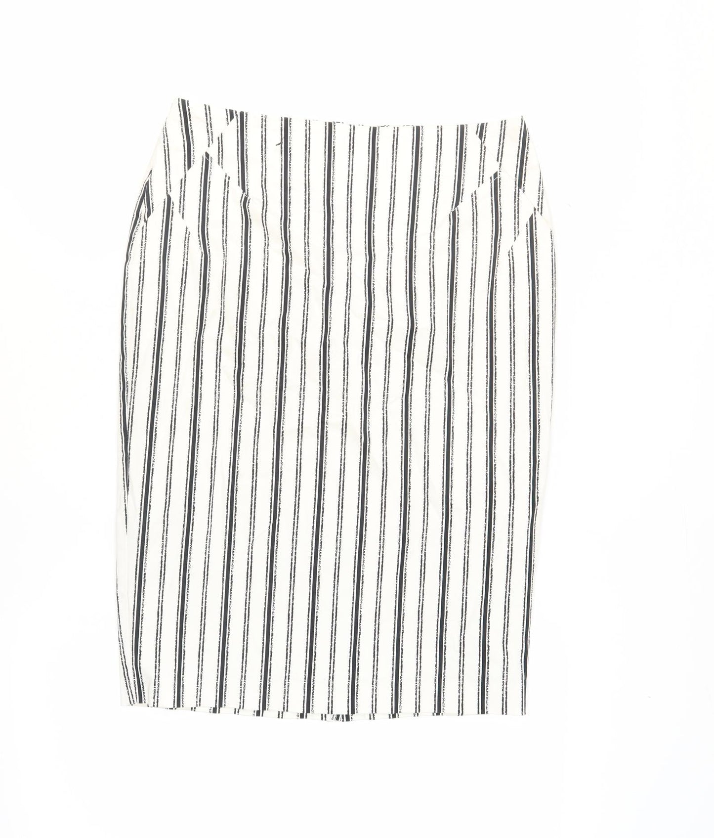 Marks and Spencer Women's White Striped Pencil Skirt UK 10