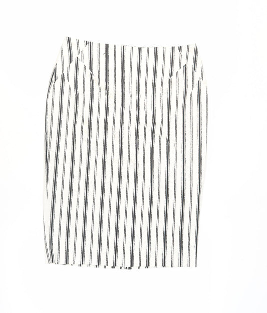 Marks and Spencer Women's White Striped Pencil Skirt UK 10
