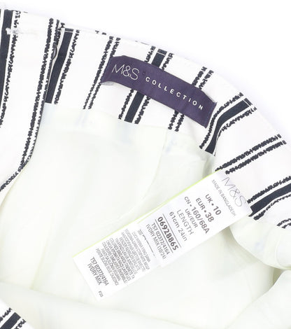 Marks and Spencer Women's White Striped Pencil Skirt UK 10