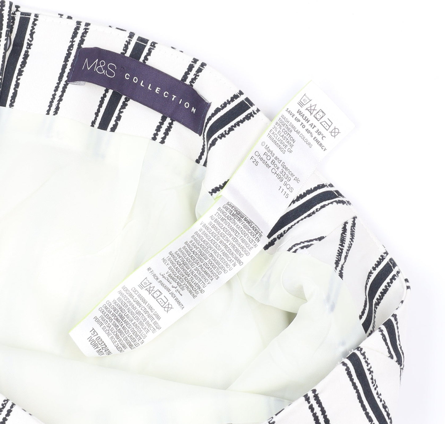 Marks and Spencer Women's White Striped Pencil Skirt UK 10