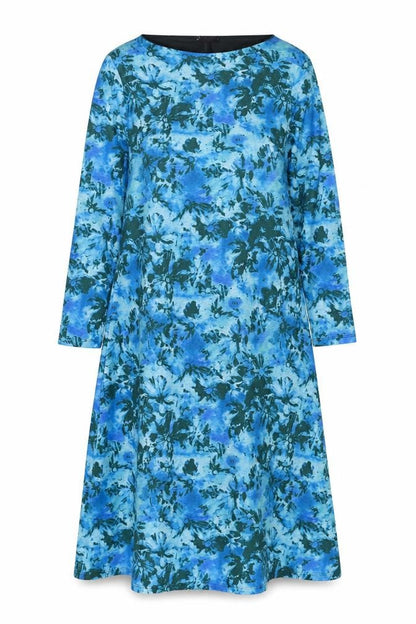 Marks and Spencer Womens Blue Floral Polyester A-Line Size 12 Square Neck Pullover