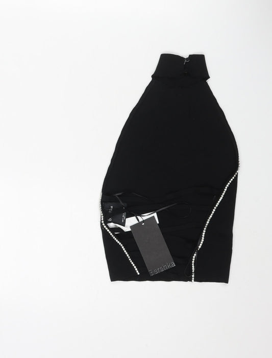Womens UK Size S Bershka Black Vest Jumper
