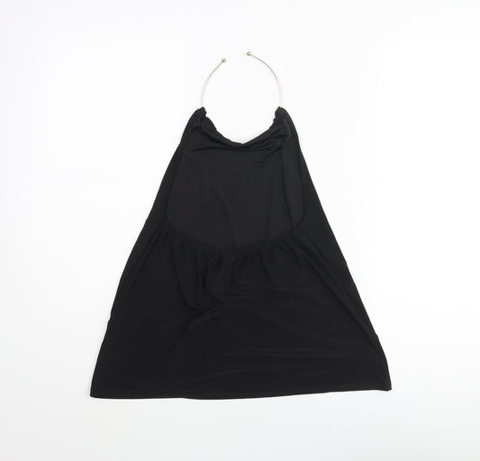Boohoo Womens Black Polyester Camisole Blouse Size 8 Halter - Bull Ring Neck