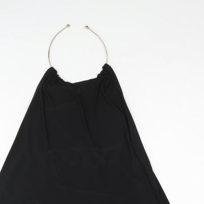 Boohoo Womens Black Polyester Camisole Blouse Size 8 Halter - Bull Ring Neck