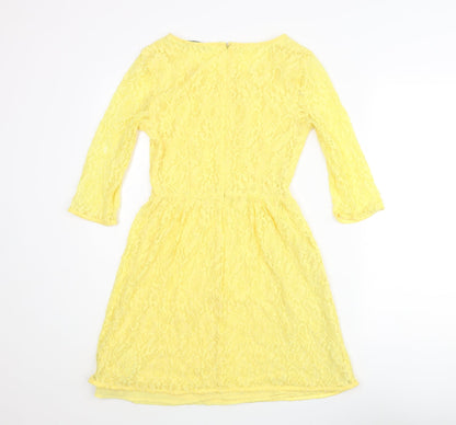XXI Womens Yellow Nylon A-Line Size S Round Neck Zip