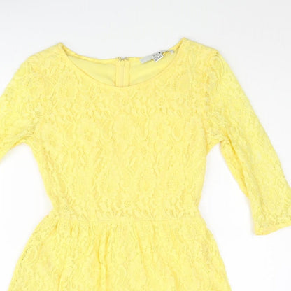 XXI Womens Yellow Nylon A-Line Size S Round Neck Zip
