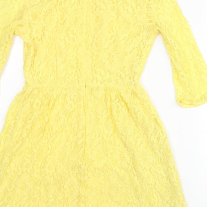 XXI Womens Yellow Nylon A-Line Size S Round Neck Zip