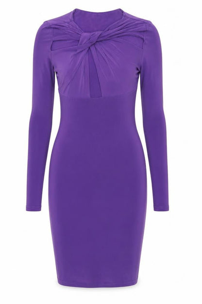 Boohoo Womens Purple Polyester Bodycon Size 8 Round Neck Pullover - Knot Detail