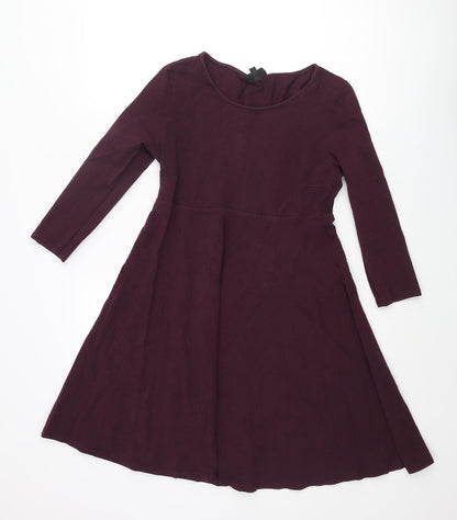 Topshop Womens Purple Cotton A-Line Size 12 Round Neck Pullover