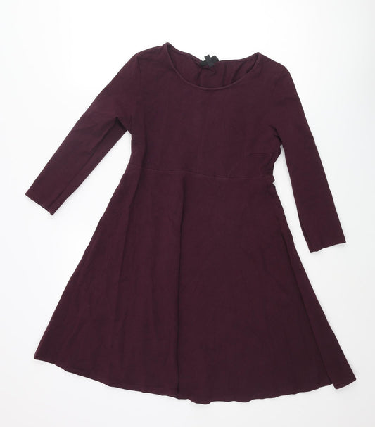 Topshop Womens Purple Cotton A-Line Size 12 Round Neck Pullover