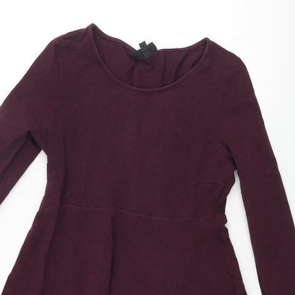 Topshop Womens Purple Cotton A-Line Size 12 Round Neck Pullover
