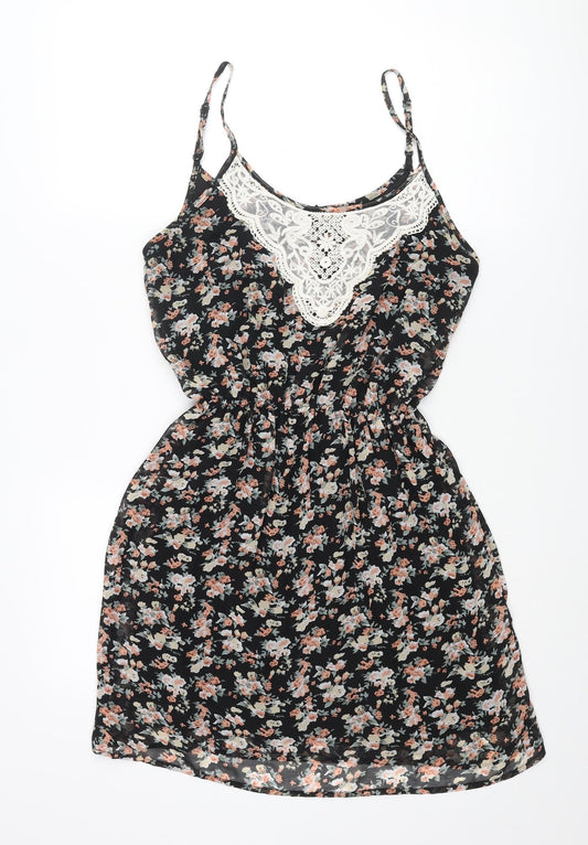 Select Womens Multicoloured Floral Polyester Shift Size 8 Scoop Neck Pullover - Lace Detail