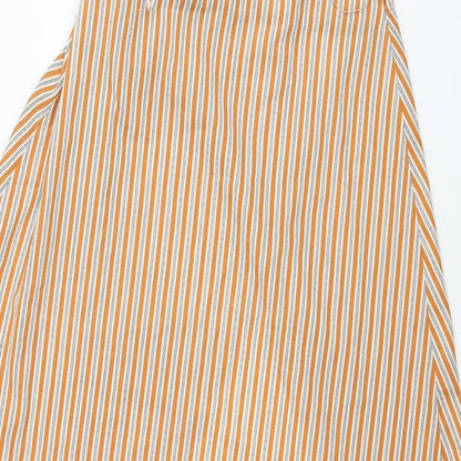 PRETTYLITTLETHING Womens Orange Striped Polyester Wrap Skirt Size 8 Tie