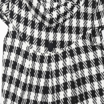 Tsega Womens Black Houndstooth Polyester Shift Size 10 Collared Button - Button Detail