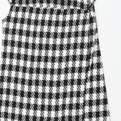 Tsega Womens Black Houndstooth Polyester Shift Size 10 Collared Button - Button Detail
