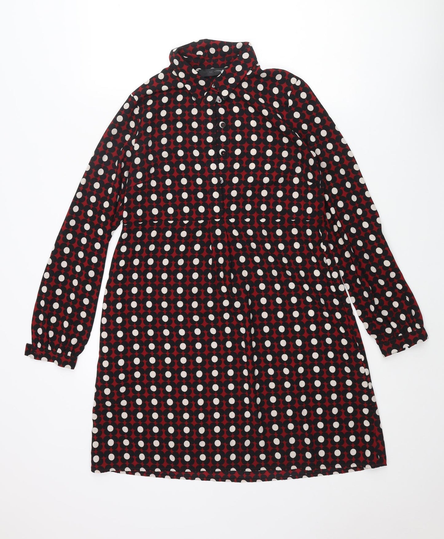 Hallhuber Womens Multicoloured Geometric Polyester Shirt Dress Size 6 Collared Button - Floral Pattern