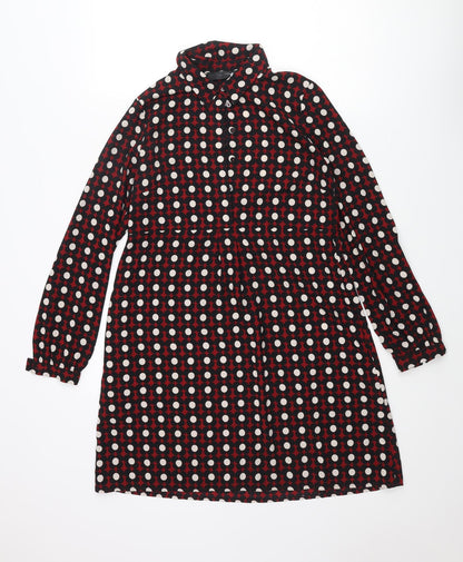 Hallhuber Womens Multicoloured Geometric Polyester Shirt Dress Size 6 Collared Button - Floral Pattern