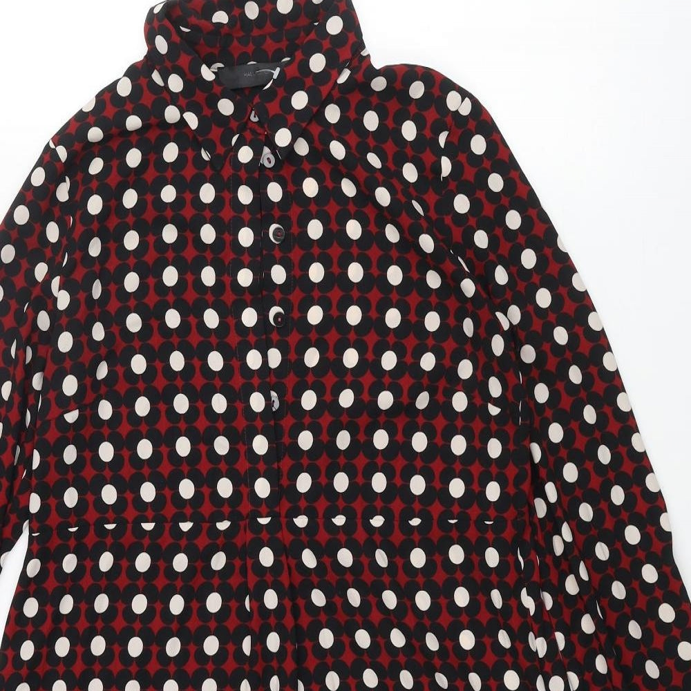 Hallhuber Womens Multicoloured Geometric Polyester Shirt Dress Size 6 Collared Button - Floral Pattern