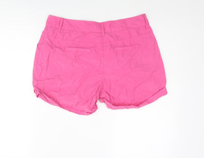 Dorothy Perkins Womens Pink Cotton Basic Shorts Size 12 L4 in Regular Zip