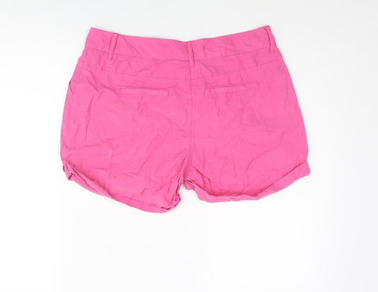 Dorothy Perkins Womens Pink Cotton Basic Shorts Size 12 L4 in Regular Zip
