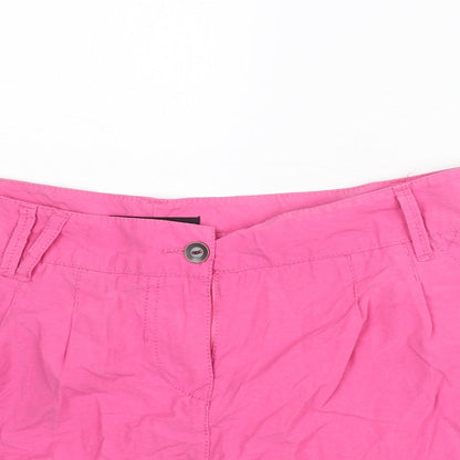 Dorothy Perkins Womens Pink Cotton Basic Shorts Size 12 L4 in Regular Zip
