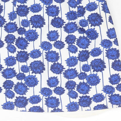 Topshop Womens Blue Floral Polyester Mini Skirt Size 6 Zip