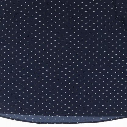 Cortefiel Womens Blue Geometric Polyester Basic Blouse Size S Round Neck