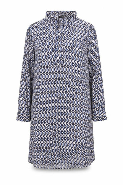 Milano Womens Multicoloured Geometric Viscose Shift Size 12 Collared Button