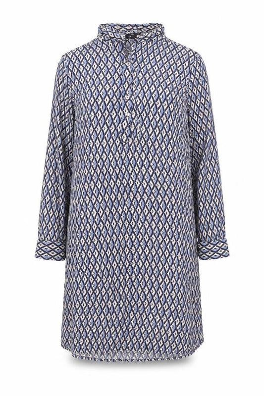Milano Womens Multicoloured Geometric Viscose Shift Size 12 Collared Button