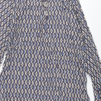 Milano Womens Multicoloured Geometric Viscose Shift Size 12 Collared Button