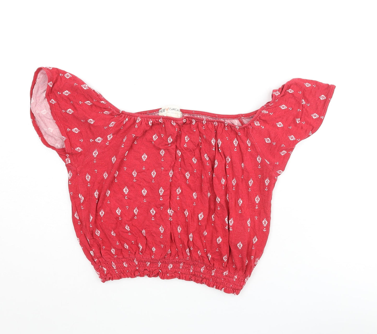 Womens UK Size XS H&M Red Cropped Blouse
