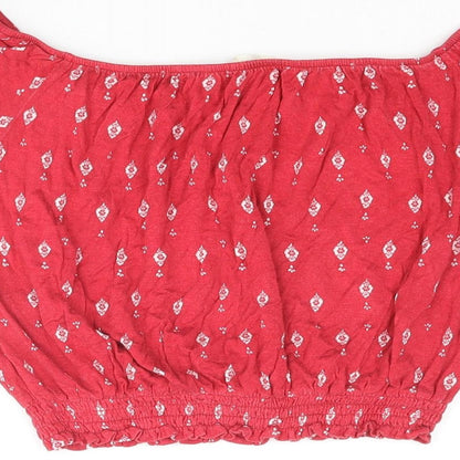Womens UK Size XS H&M Red Cropped Blouse