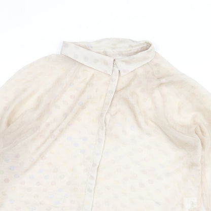 Numph Womens Beige Polka Dot Polyester Basic Blouse Size 14 Collared - Semi Sheer