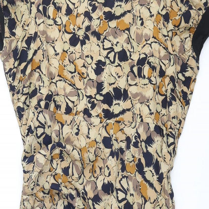 Gharani Strok Womens Multicoloured Floral Polyester Pencil Dress Size 10 Round Neck Zip - Rouched