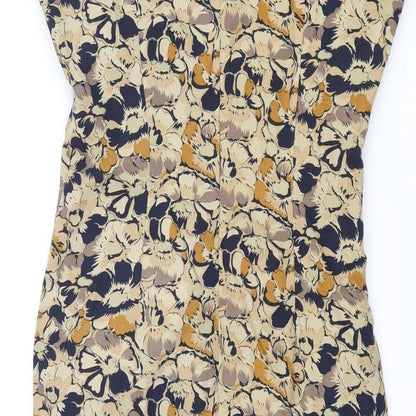 Gharani Strok Womens Multicoloured Floral Polyester Pencil Dress Size 10 Round Neck Zip - Rouched