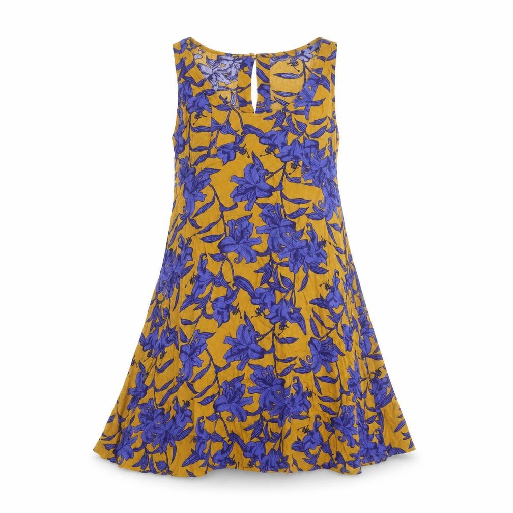 H&M Womens Multicoloured Floral Viscose A-Line Size 4 Scoop Neck Button