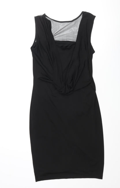 Pied A Terre Womens Black Polyester Pencil Dress Size 10 Boat Neck Pullover - Cowl Back