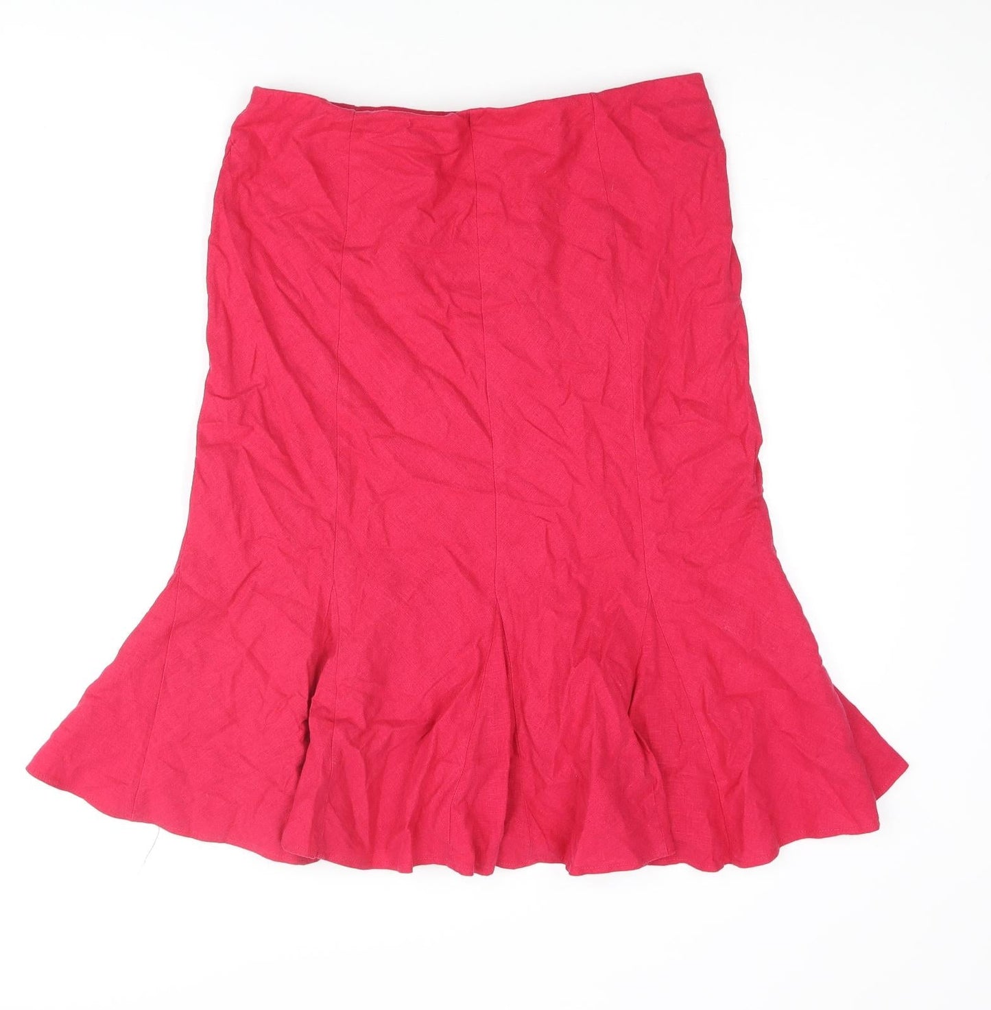 Marks and Spencer Womens Pink Linen Trumpet Skirt Size 12