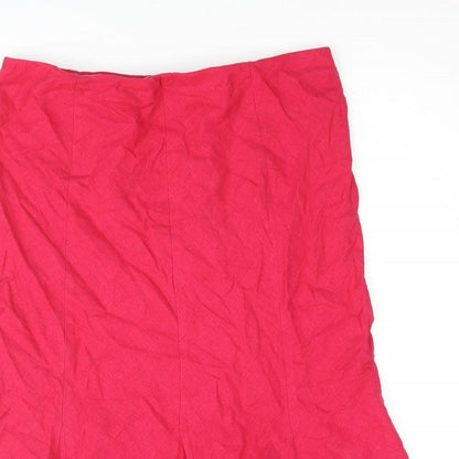 Marks and Spencer Womens Pink Linen Trumpet Skirt Size 12