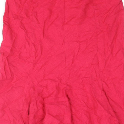 Marks and Spencer Womens Pink Linen Trumpet Skirt Size 12