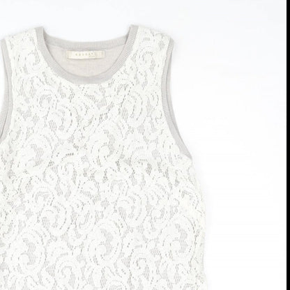 Nougat Womens Beige Round Neck Wool Vest Jumper Size 10 - Lace Front