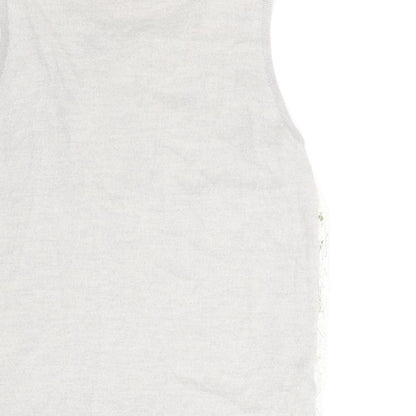 Nougat Womens Beige Round Neck Wool Vest Jumper Size 10 - Lace Front