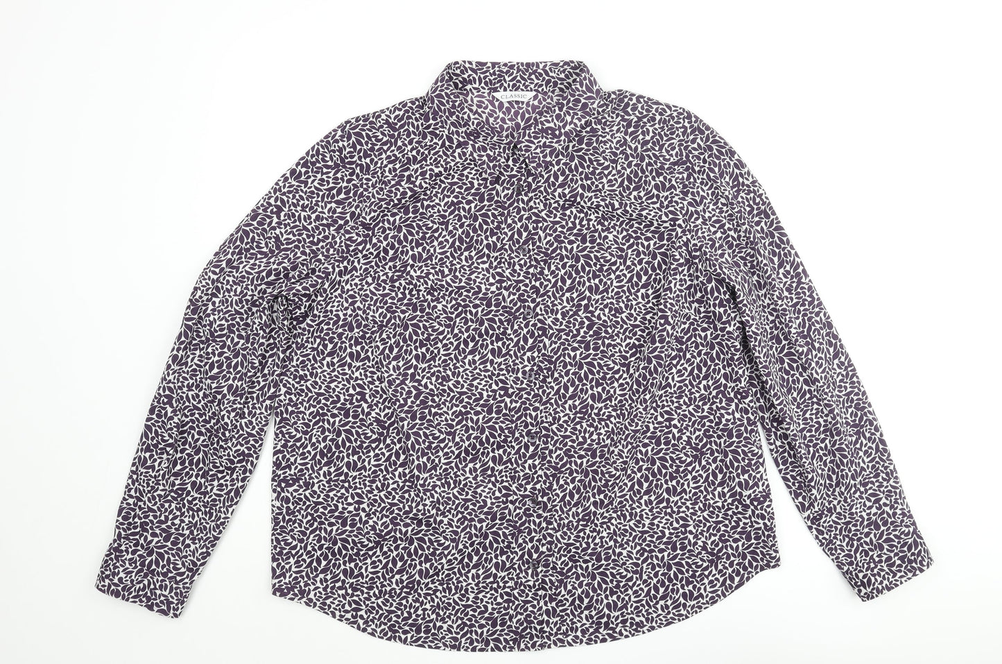 Womens UK Size 16 Marks and Spencer Purple Basic Button-Up