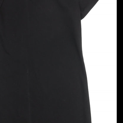 New Look Womens Black Polyester Shift Size 8 Round Neck Pullover - Velvet Stripe Textured