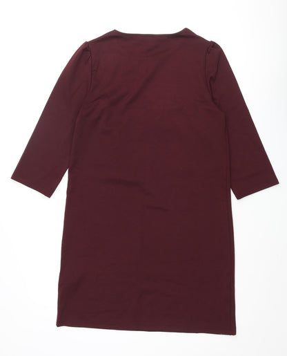 New Look Womens Red Polyester Shift Size 10 Round Neck Pullover